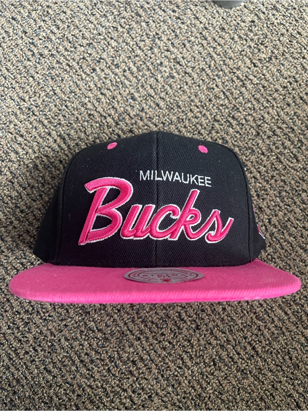 NBA Milwaukee Bucks Black and Pink snapback hat